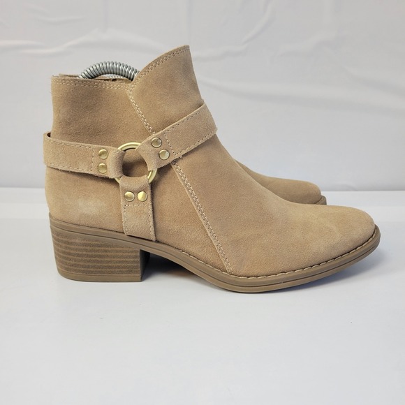 House of Harlow Tan Suede Harness Ankle Boots Women Size 7.5 Beachwood - Picture 3 of 10